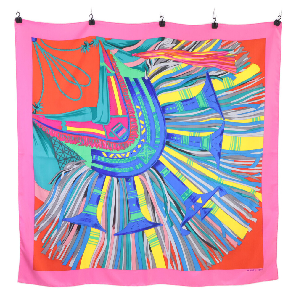 HERMES CUIRS DU DESERT (Desert Leather Trim) Silk Carre 140 Scarf/Muffler, Mu...
